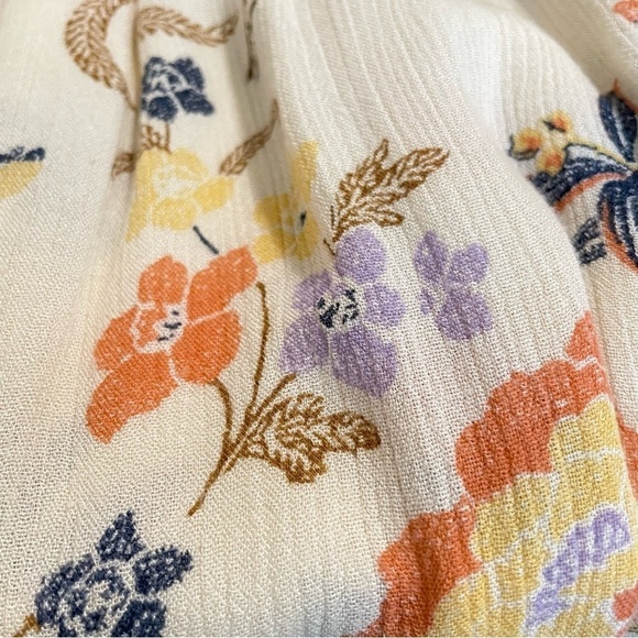 Free People Isla Floral Tie Strap Smocked Bodice Midi Dress Sweet Cream Small - Picture 15 of 16